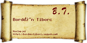 Bordán Tiborc névjegykártya